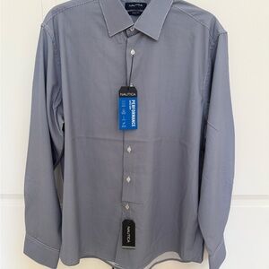 Nautica Men's Blue Shirt size Large white and navy micro check.
